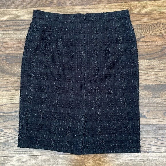 Ann Taylor Black Textured Tweed Pencil Skirt with Metallic Thread and Sequins - Picture 3 of 5
